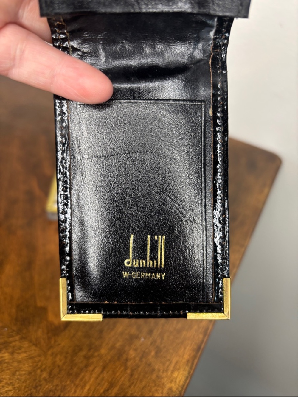 Dunhill Vintage Black Embossed Leather Card Case with Gold-Tone Corners - Picture 10 of 11